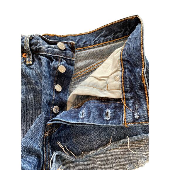 Levi’s 501 shorts cut offs blue jean denim button fly 100% cotton size w26 - Picture 4 of 9